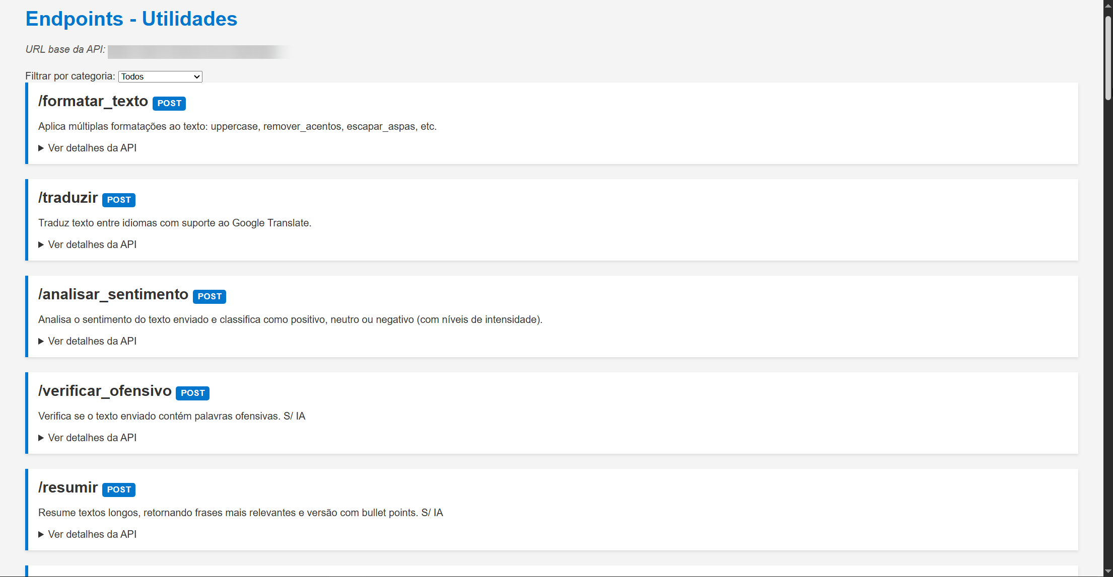 Documentação APIs Utilidades