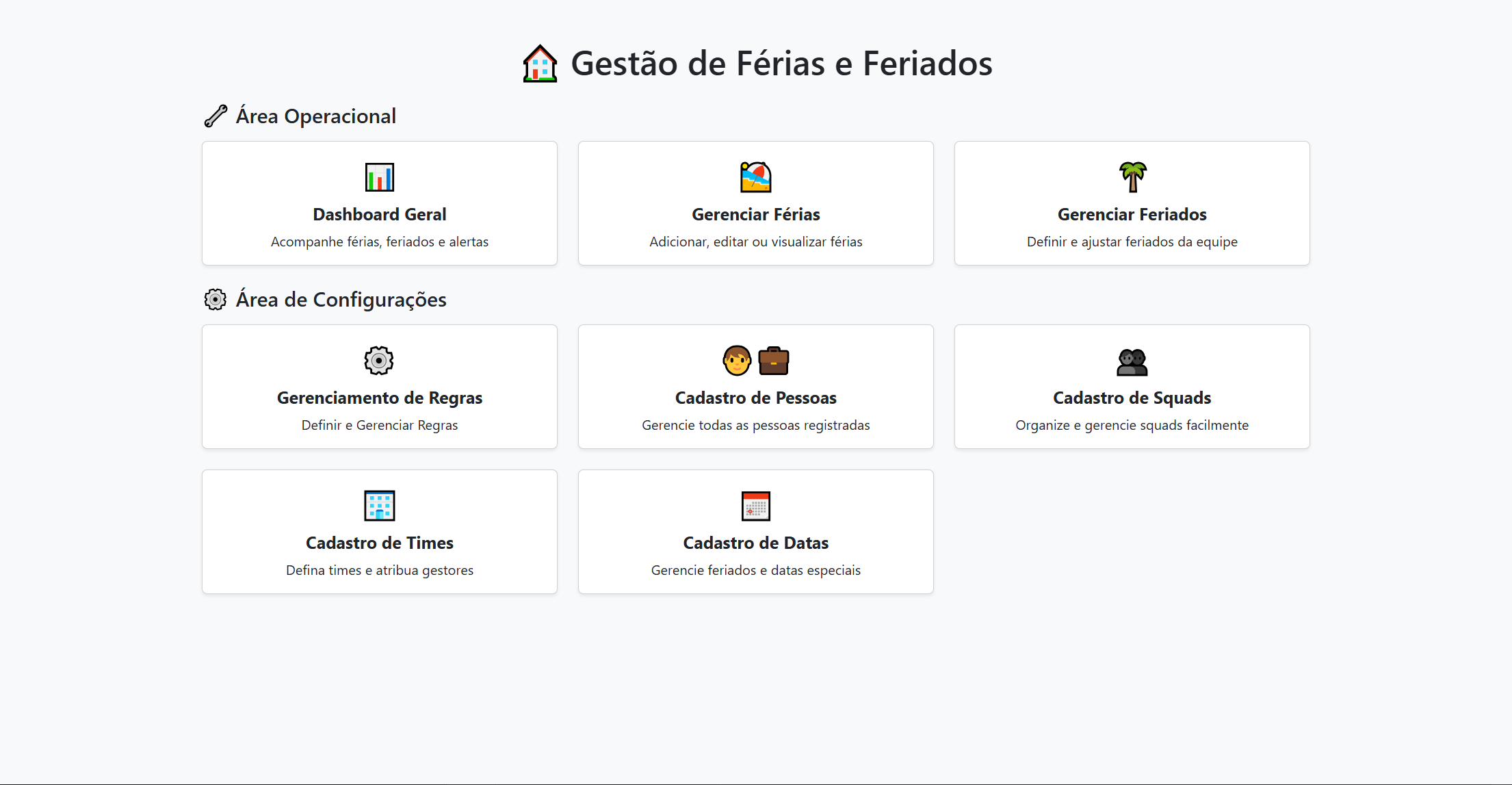 Tela inicial Férias e Folgas